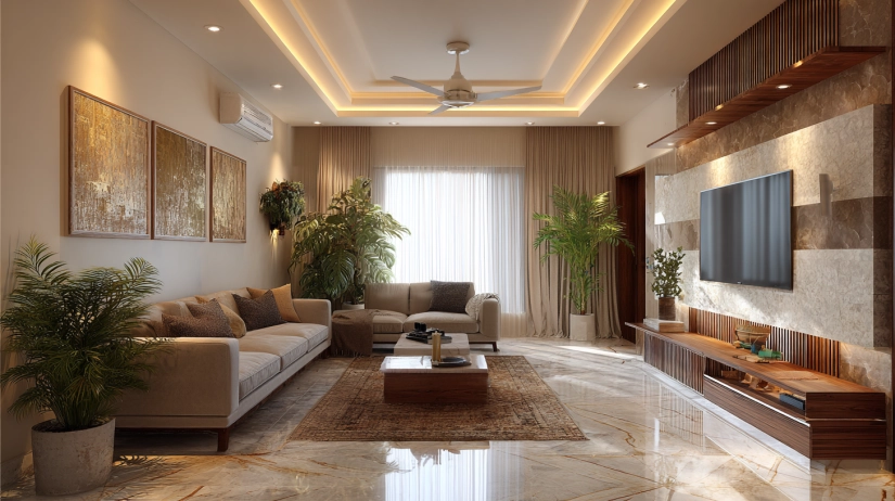 Budget-friendly modern living room design in India