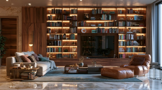 Built-in bookshelf design