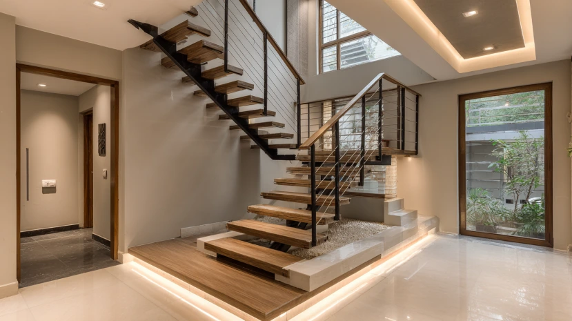 cable system featured in sleek stair railing design