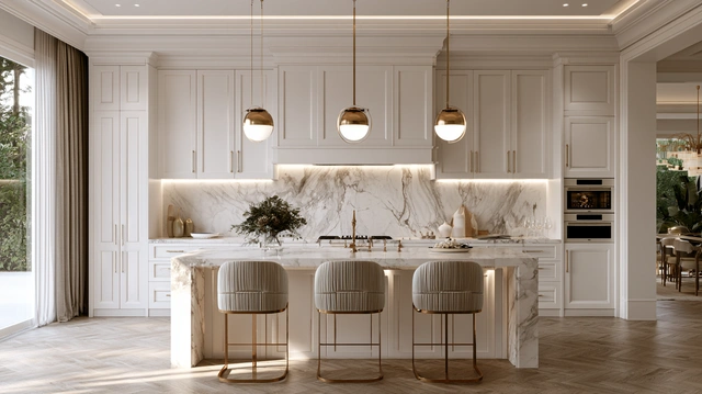 Calacatta marble backsplash