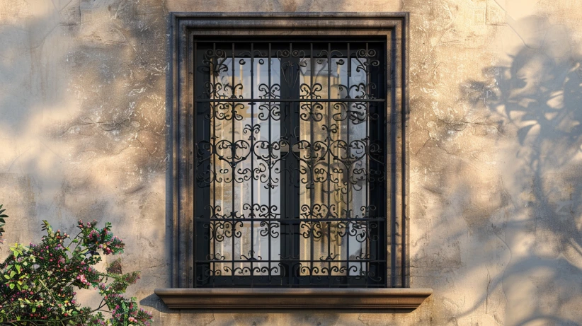 castle-inspired pattern featured in an ornate window grill design
