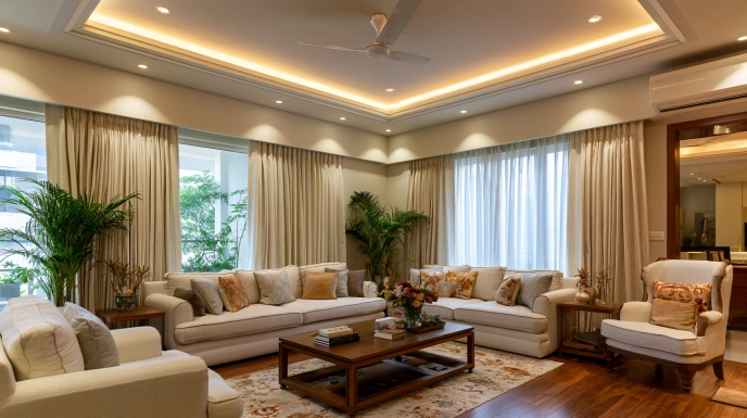 POP ceiling with recessed LED lights