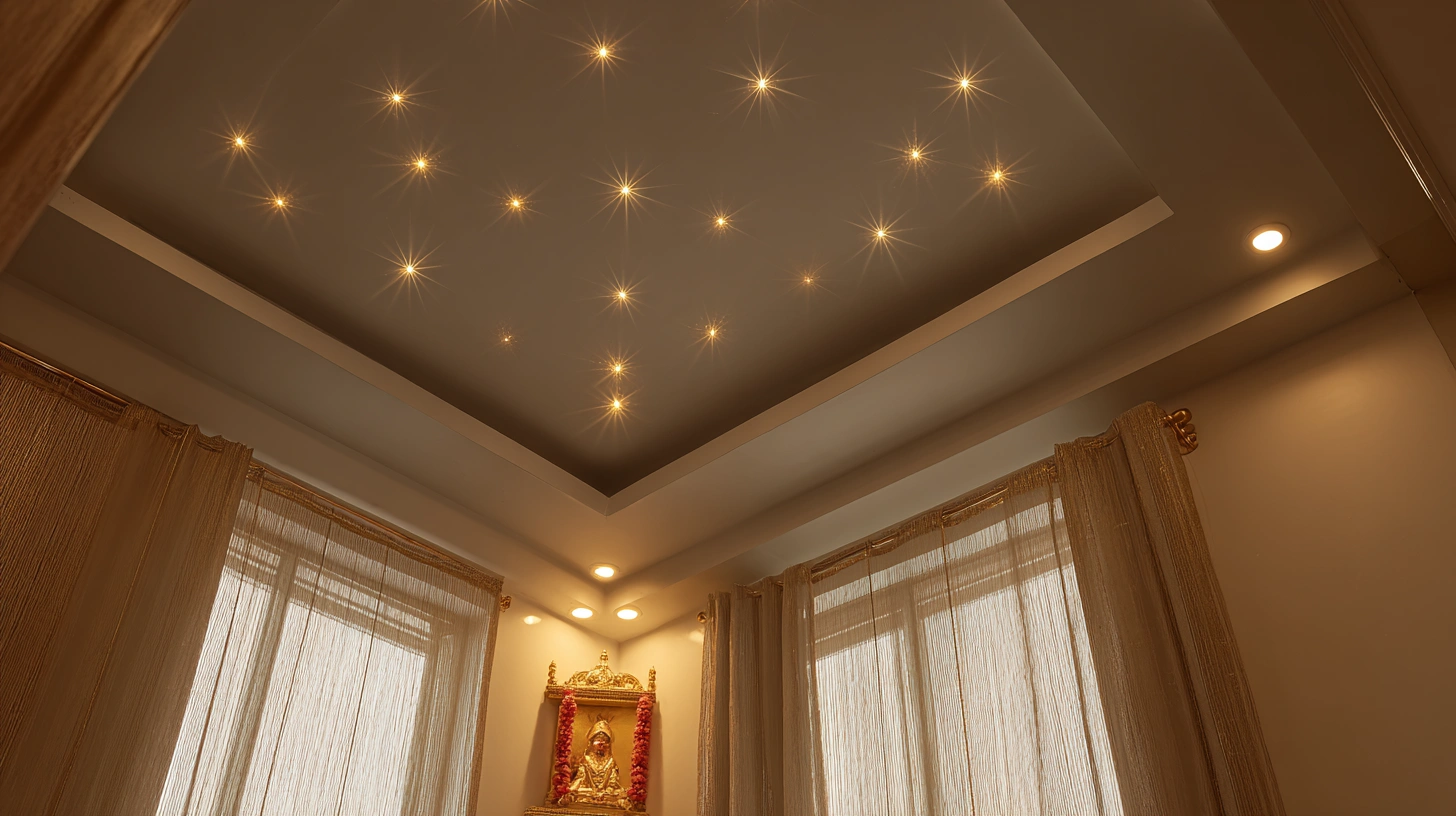 Multi-layered ceiling creating a deep celestial visual illusion