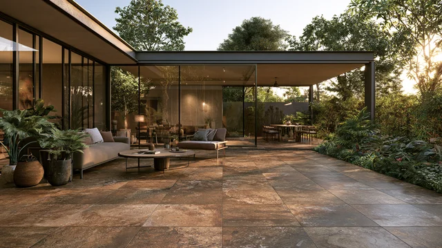 Ceramic tiles on an outdoor patio