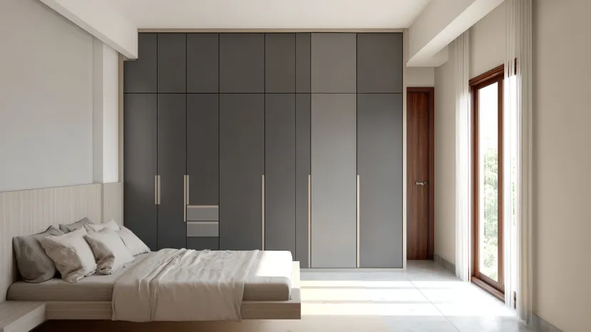 charcoal and light grey in two colour combination of wardrobe design