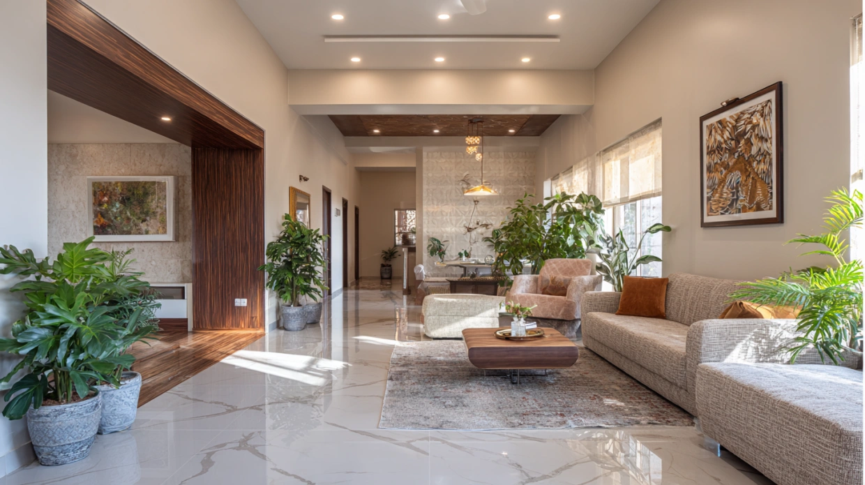 Modern home with stylish tile flooring