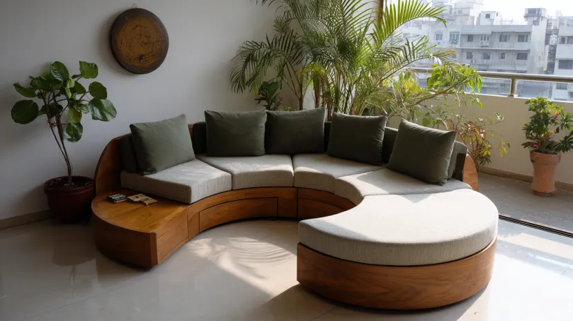 Circular sectional living room corner sofa design