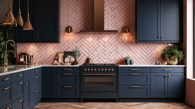 Chevron kitchen wall tiles