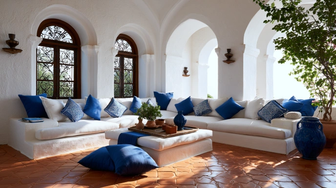 Greek-inspired Mediterranean living room