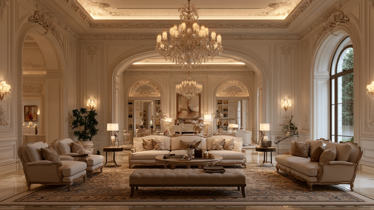 Classical plaster ceiling cornice