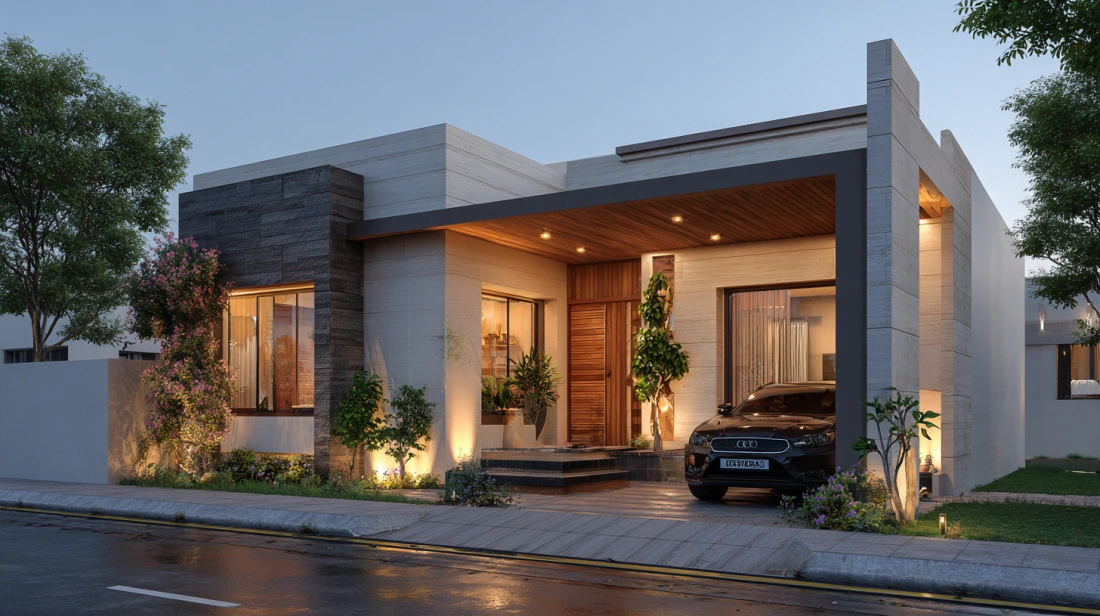 Modern house keys resting on a new floor plan