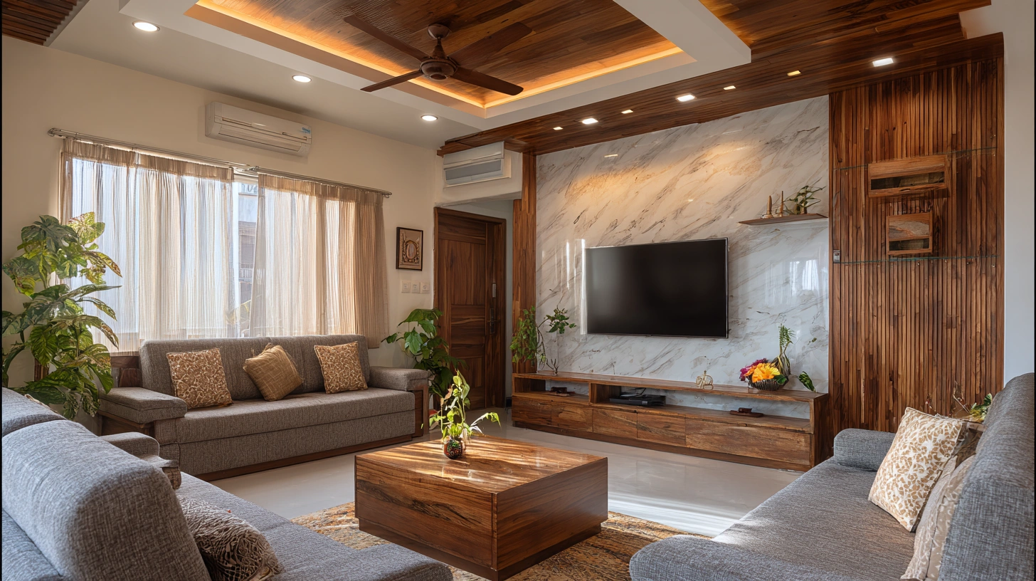 Minimalist open layout connecting lounge and kitchen