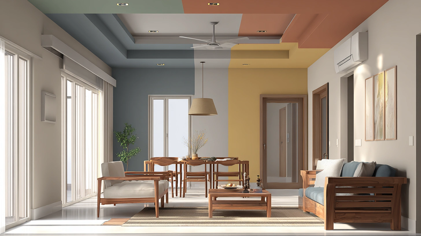 Minimalist Room with a clean white tray ceiling