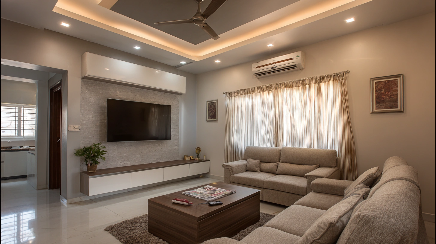 Rectangular tray ceiling with spotlight accents