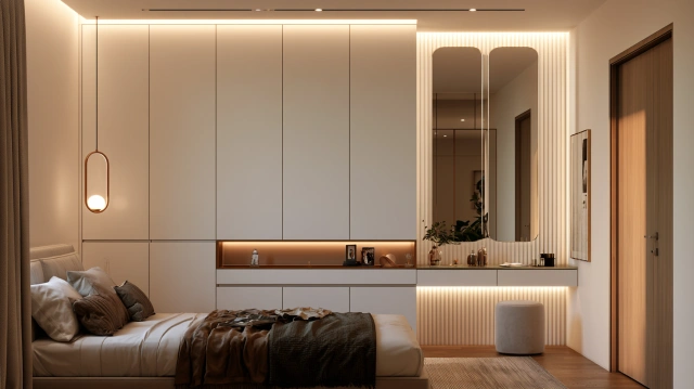 White wardrobe with dressing unit