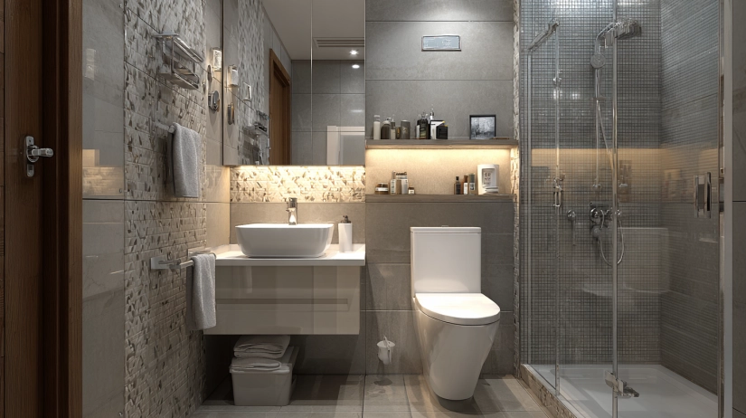 Modern compact full bathroom renovation design in India
