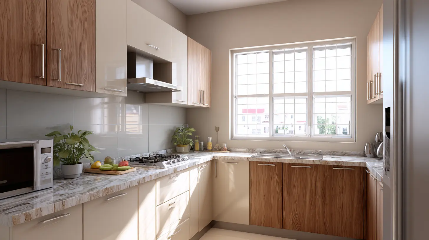 Compact modular kitchen design for 1 BHK apartment