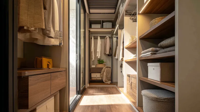 Compact sliding wardrobe design for bedroom space