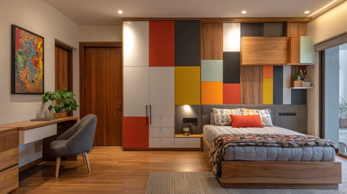 Compact sliding wardrobe partition for bedrooms