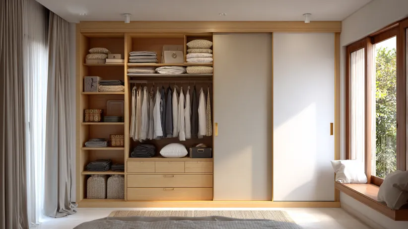 Sliding wardrobe design for compact space maximisation