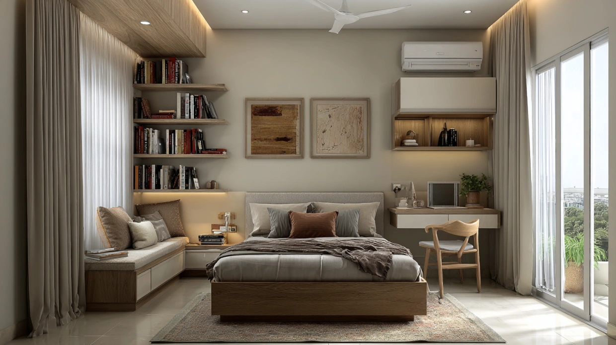Floating furniture minimalist bedroom design