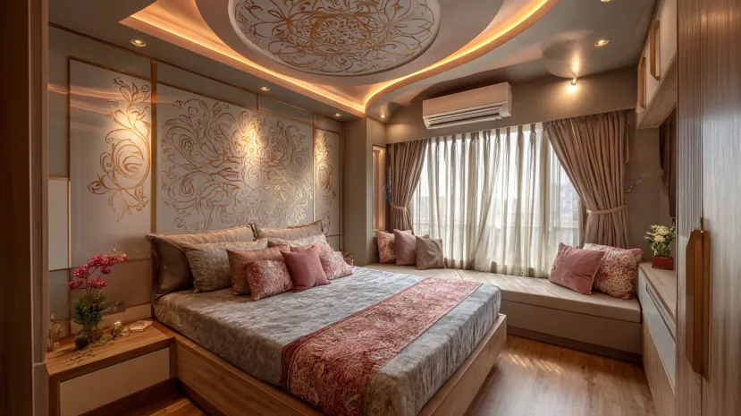 complex cement pop ceiling design with intricate patterns for interiors