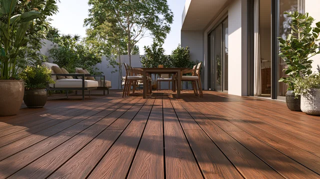 Composite decking on a modern terrace