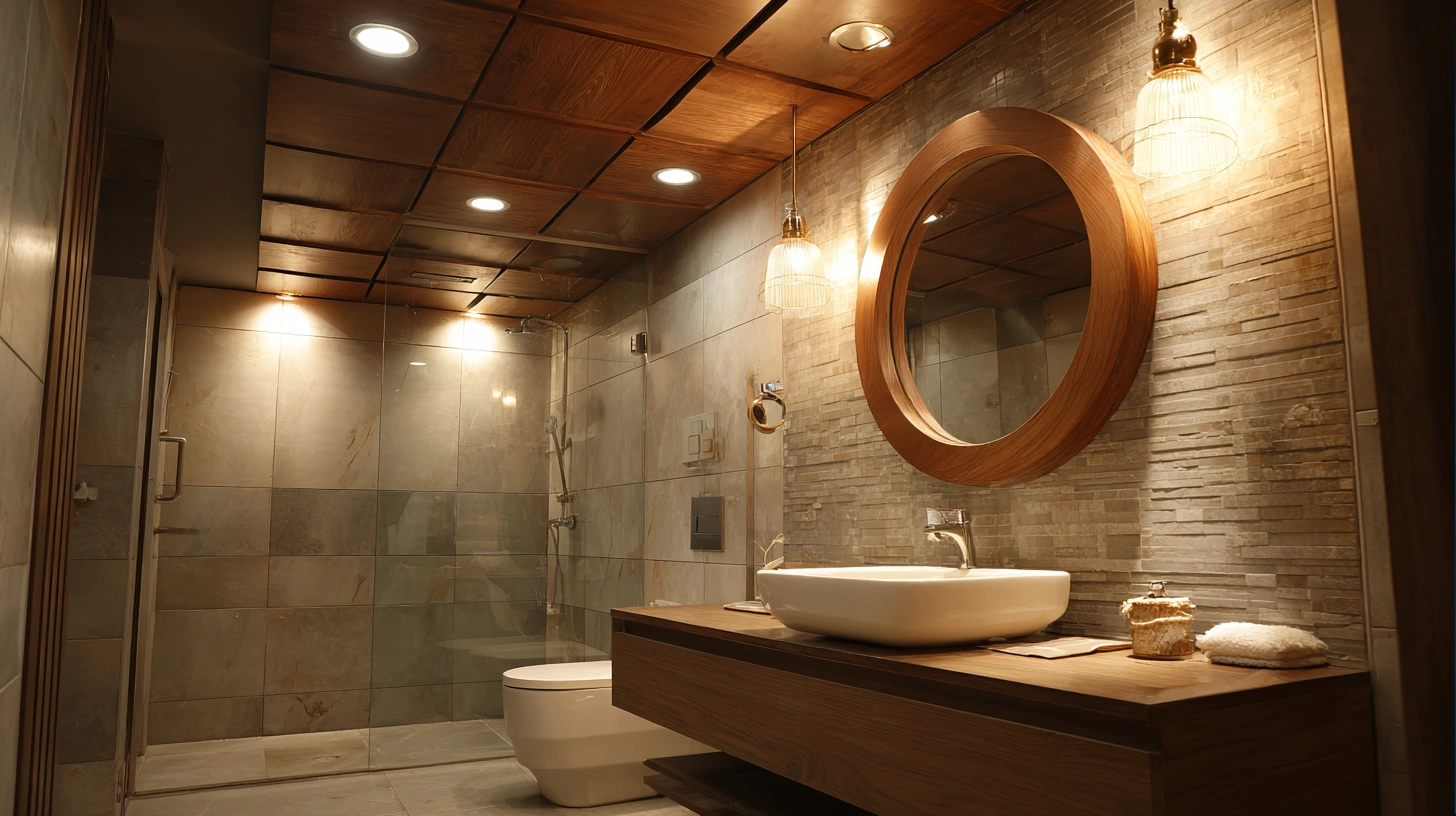Finished bathroom showing a perfectly integrated false ceiling