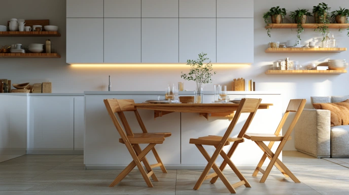 Folding dining table setup