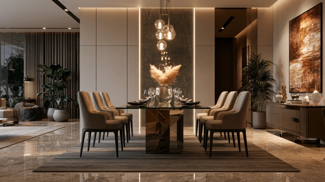 Contemporary glass dining table
