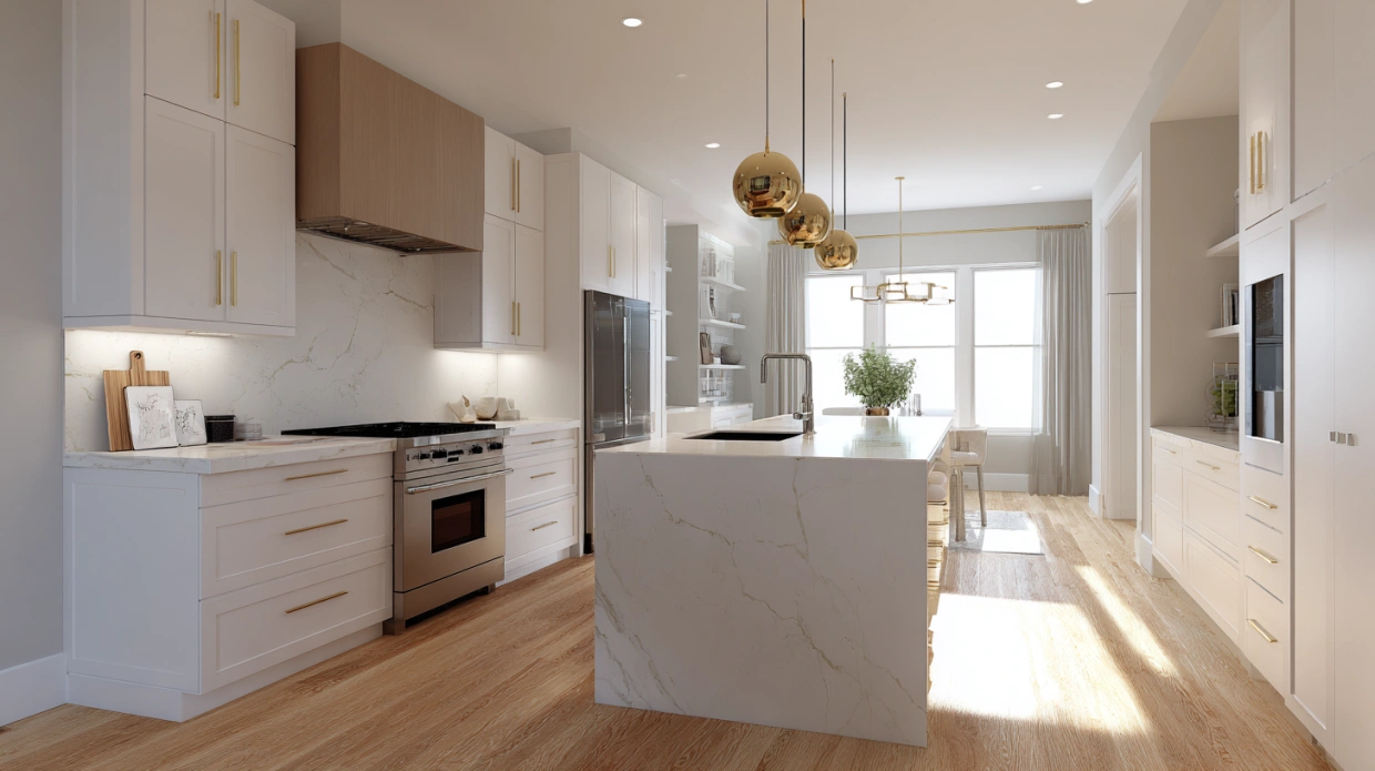 Contemporary kitchen with sleek minimal cabinets