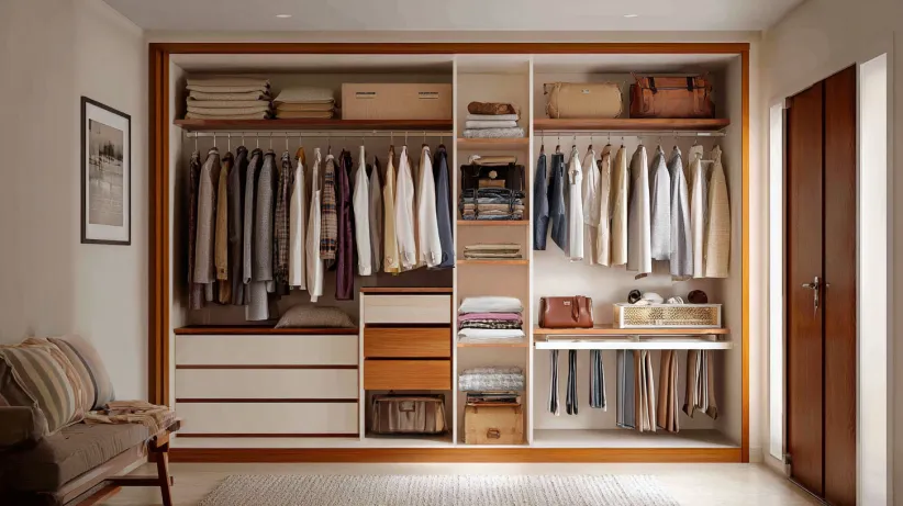 Sliding wardrobe design in contemporary loft style