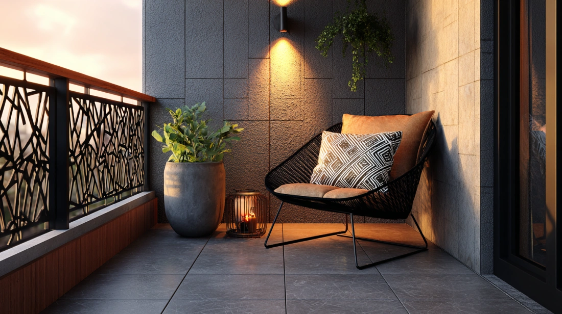 Contemporary balcony sitout with decor