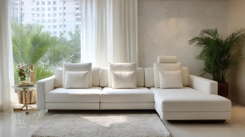 Contemporary Tufted Seat Sectional Couch