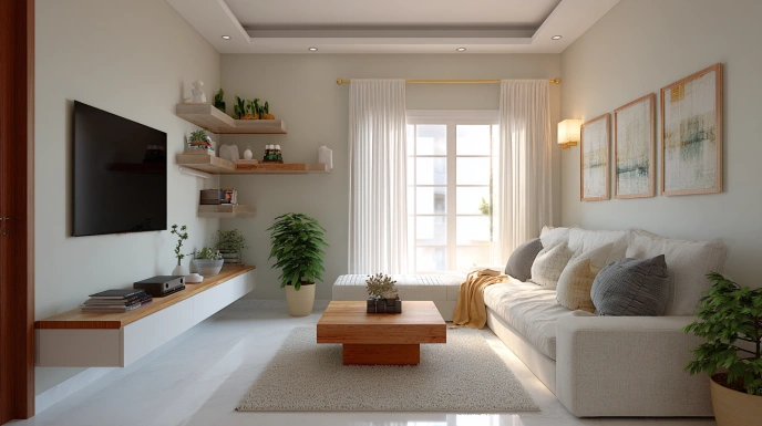 Contemporary wall and ceiling design in living room