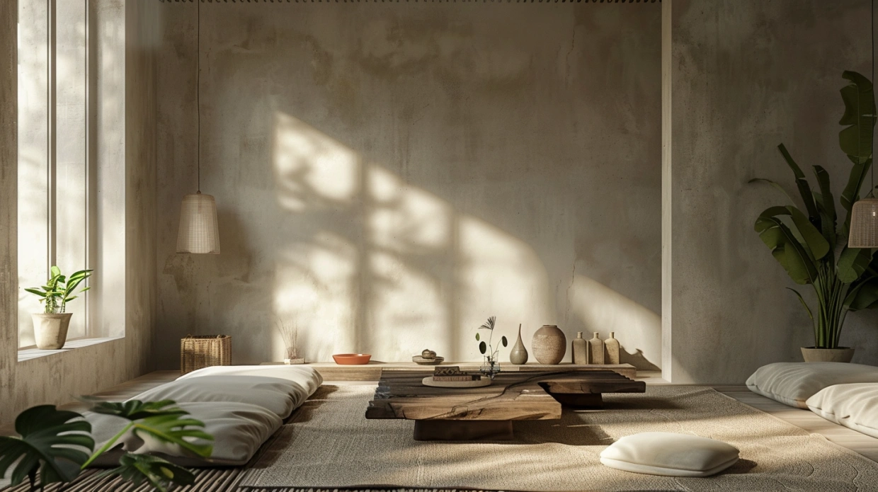 Zen-inspired Indian living room with calm neutral tones
