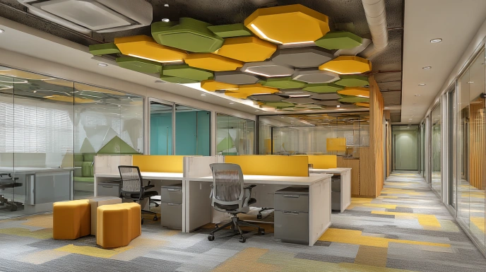 Office ceiling with plus-minus POP design
