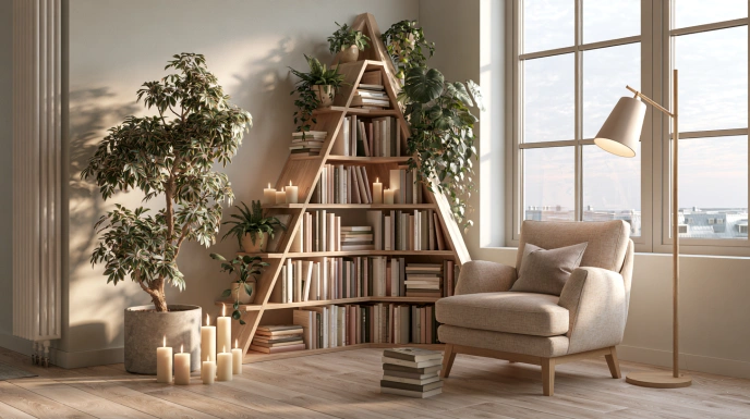 Corner bookshelf design
