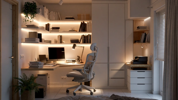 Bedroom with corner study area