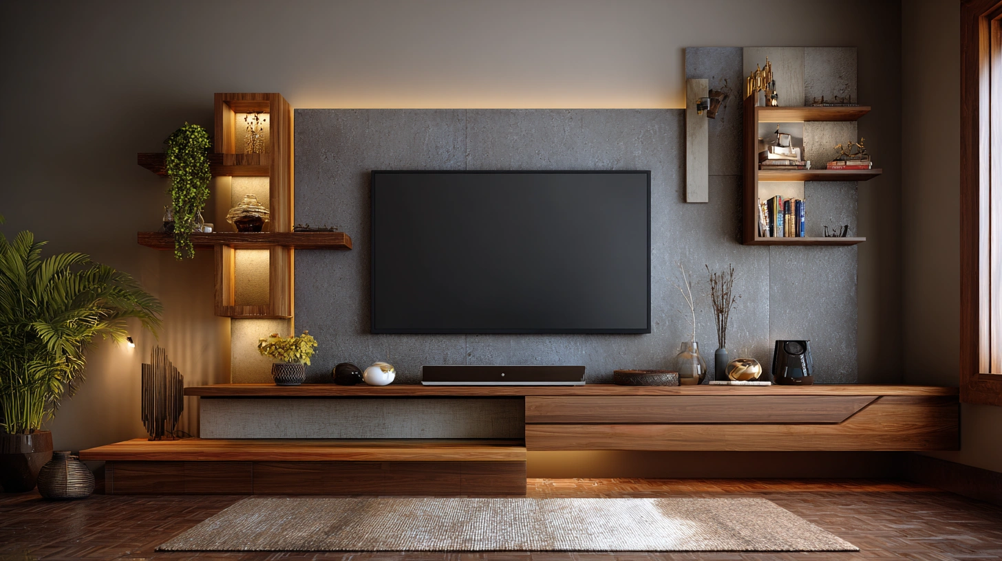 Corner TV unit with media console and storage