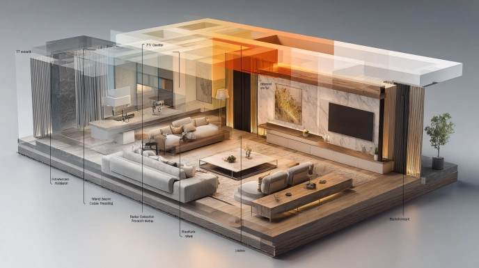Living room cost breakdown by components