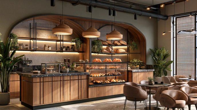 Café style small bakery interior