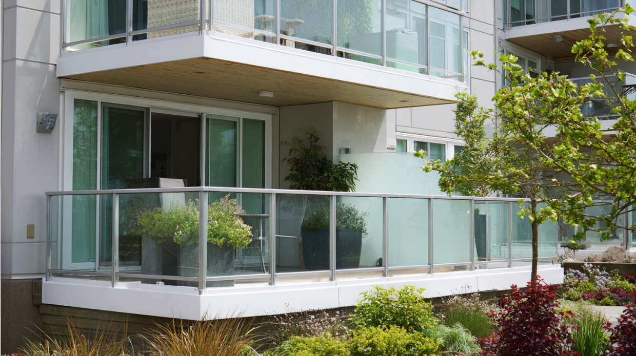 Covered Balcony Design for the Balcony Railing Glass Design