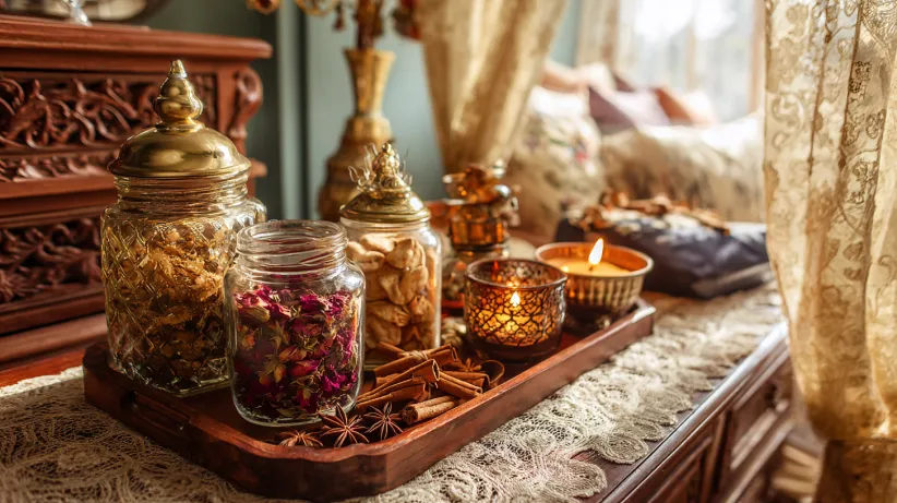 vintage bedroom ideas with warm and scented ambience décor