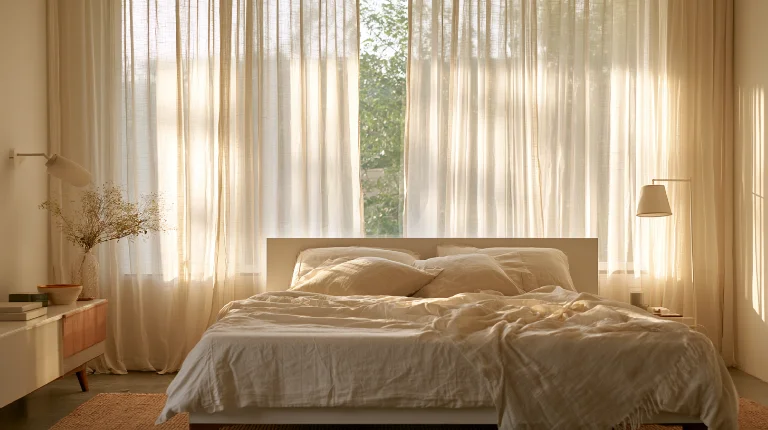Light curtains in bedroom