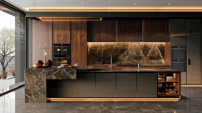Custom Indian luxury kitchen with personalised layout and storage