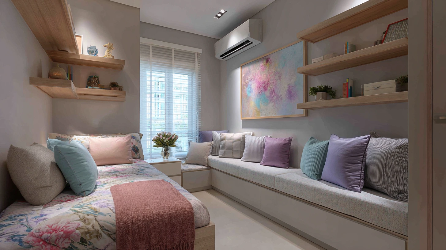 Daybed and single bed in small bedroom