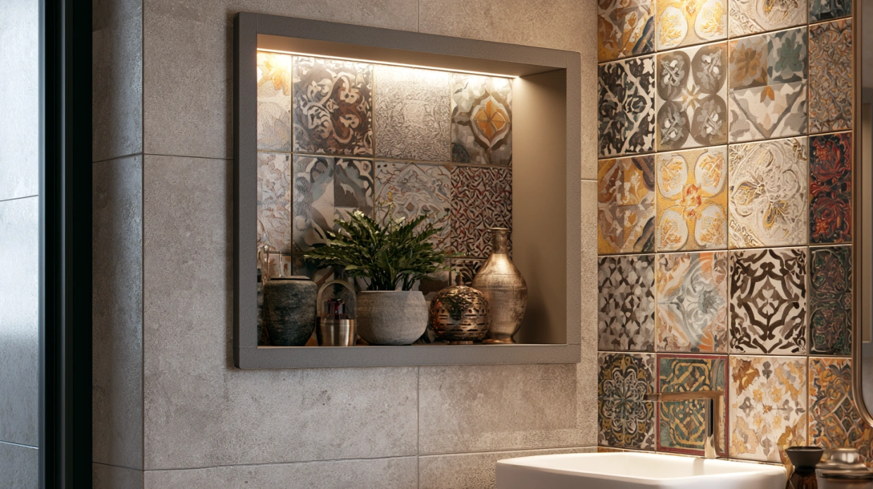 Decorative niche with plant and accent décor