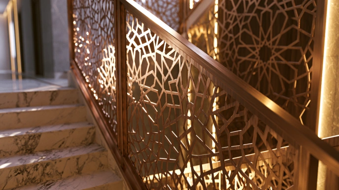 Decorative metal stair grill