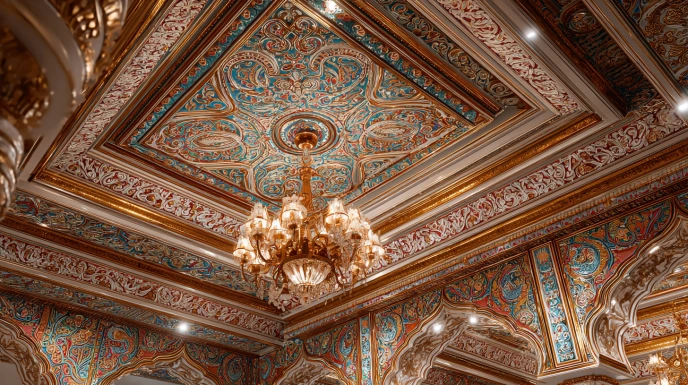 Ornate POP ceiling with intricate patterns